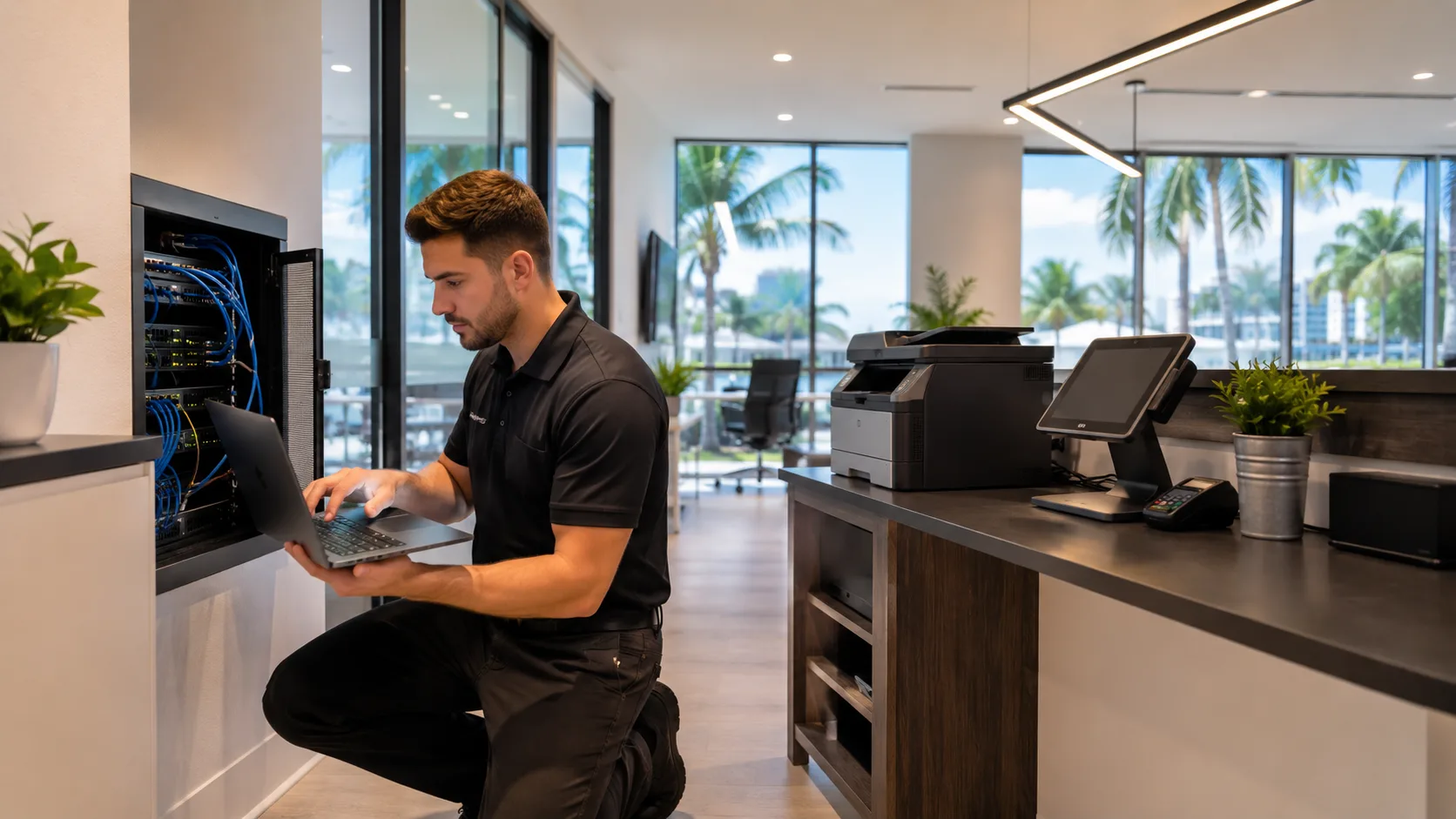 Business network and internet support for a Miami office