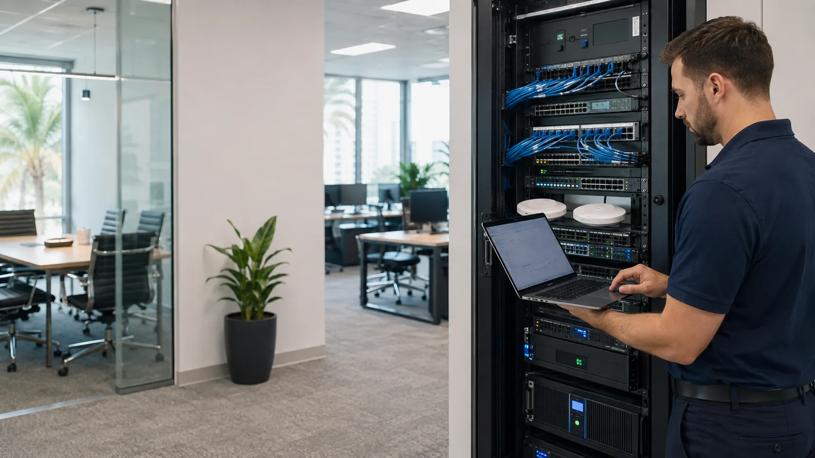 On-site business network services for a Miami office